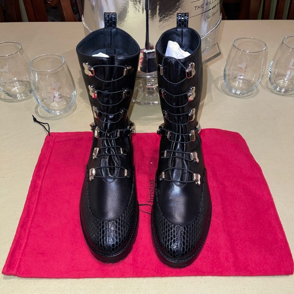 SOLD! Christian Louboutin Horse Guarda Black Ankle Boots w/Chain 39 IT - Picture 6 of 16